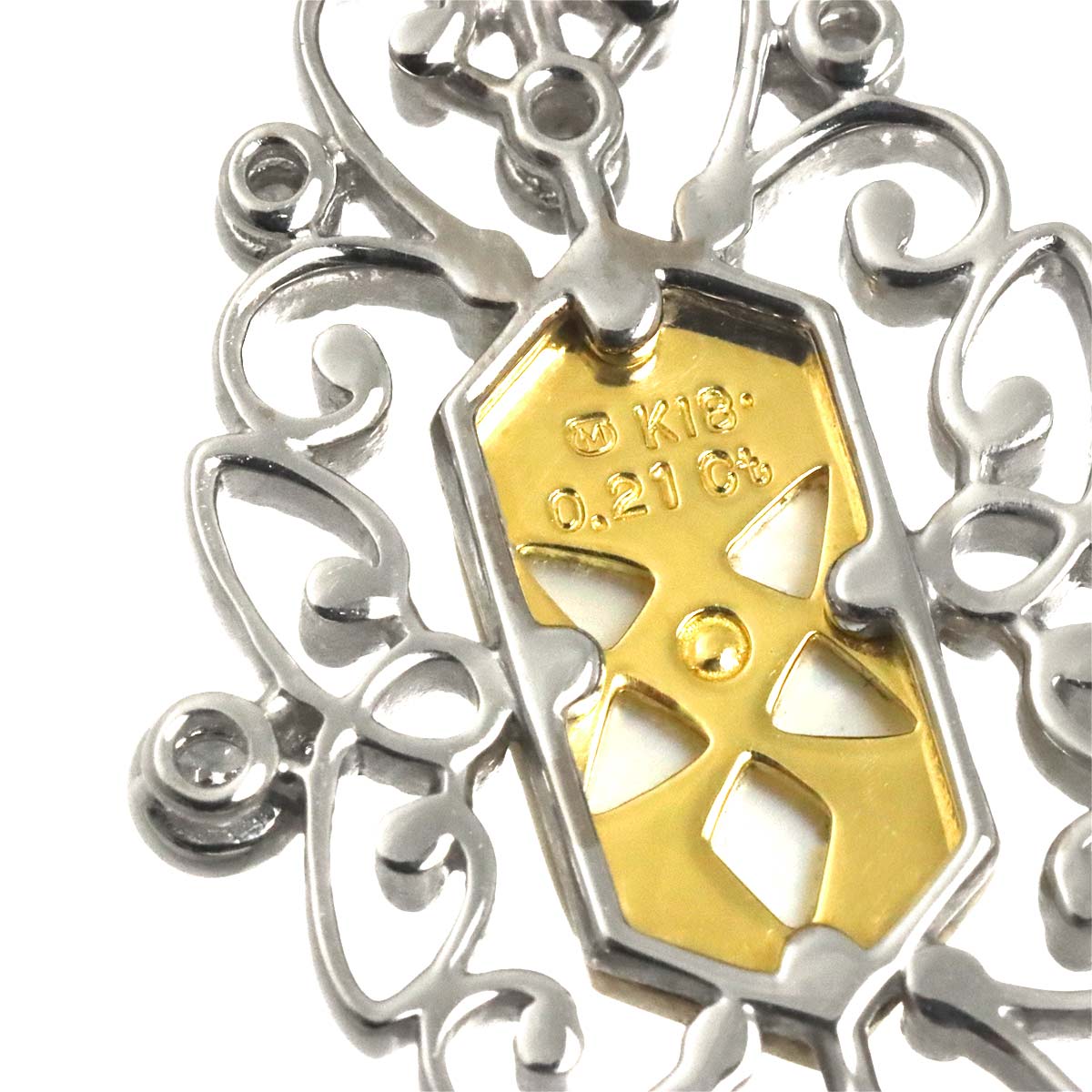 Pique Diamond 0.21ct MOP Necklace 18K WG YG 750