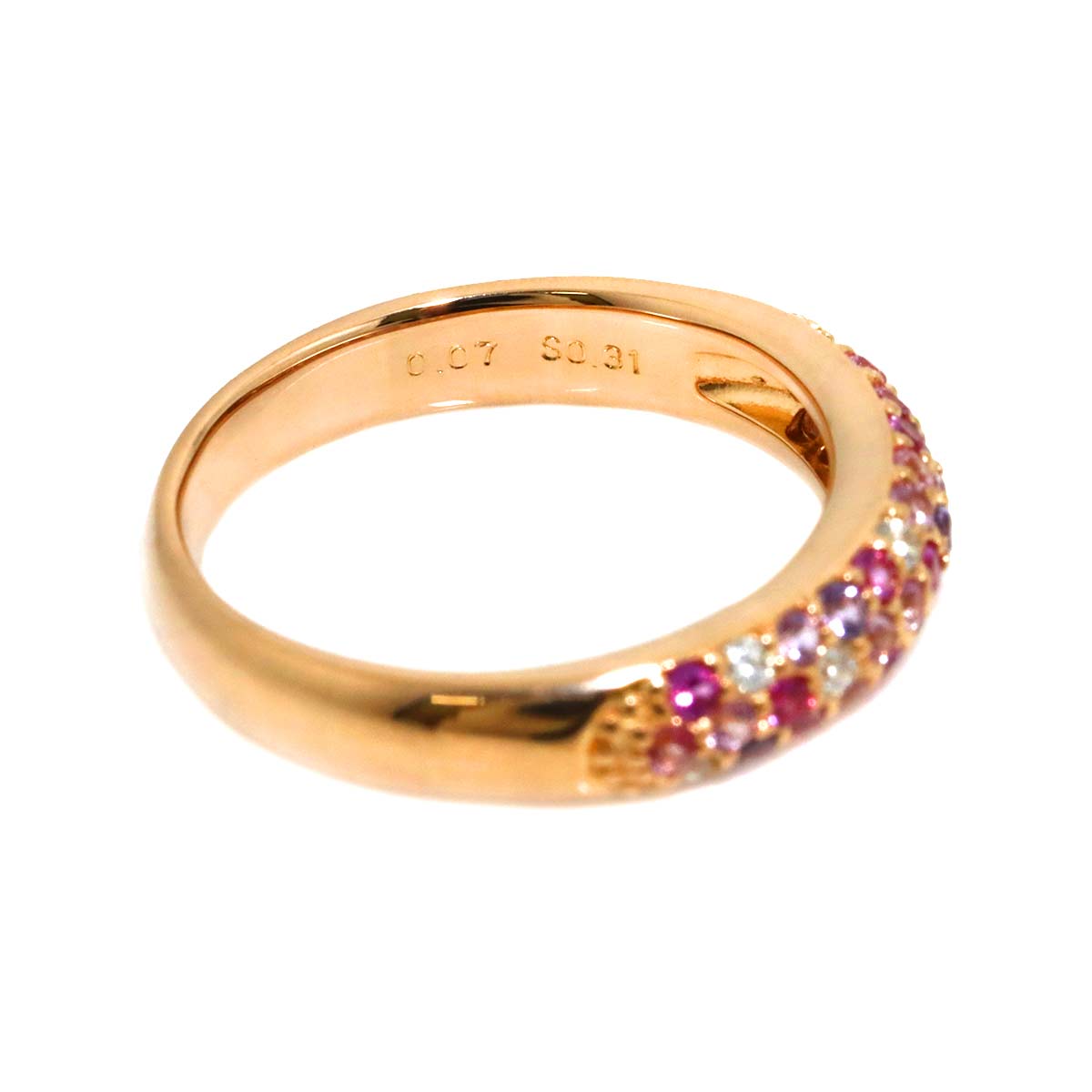 Sapphire 0.31ct Diamond 0.07ct Ring 18K PG Size4.5(US)