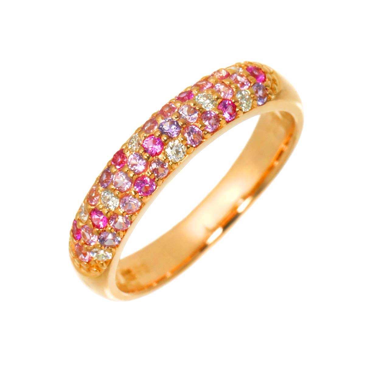 Sapphire 0.31ct Diamond 0.07ct Ring 18K PG Size4.5(US)