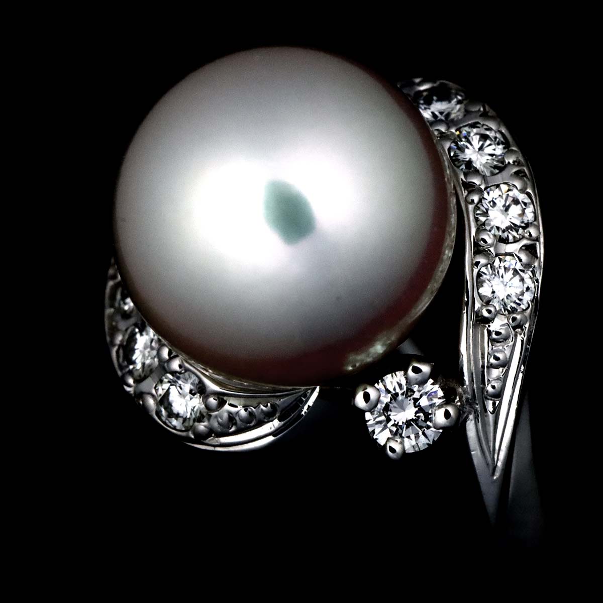 Akoya Pearl 8.3mm Diamond Ring Platinum size4(US)