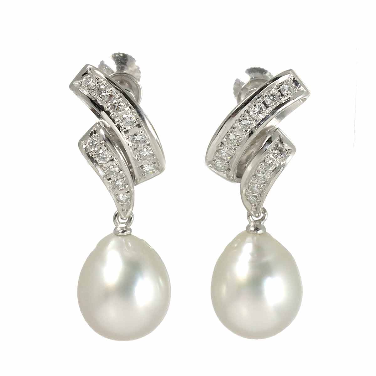 Freshwater pearl Diamond 0.20ct/0.20ct Earrings Pt