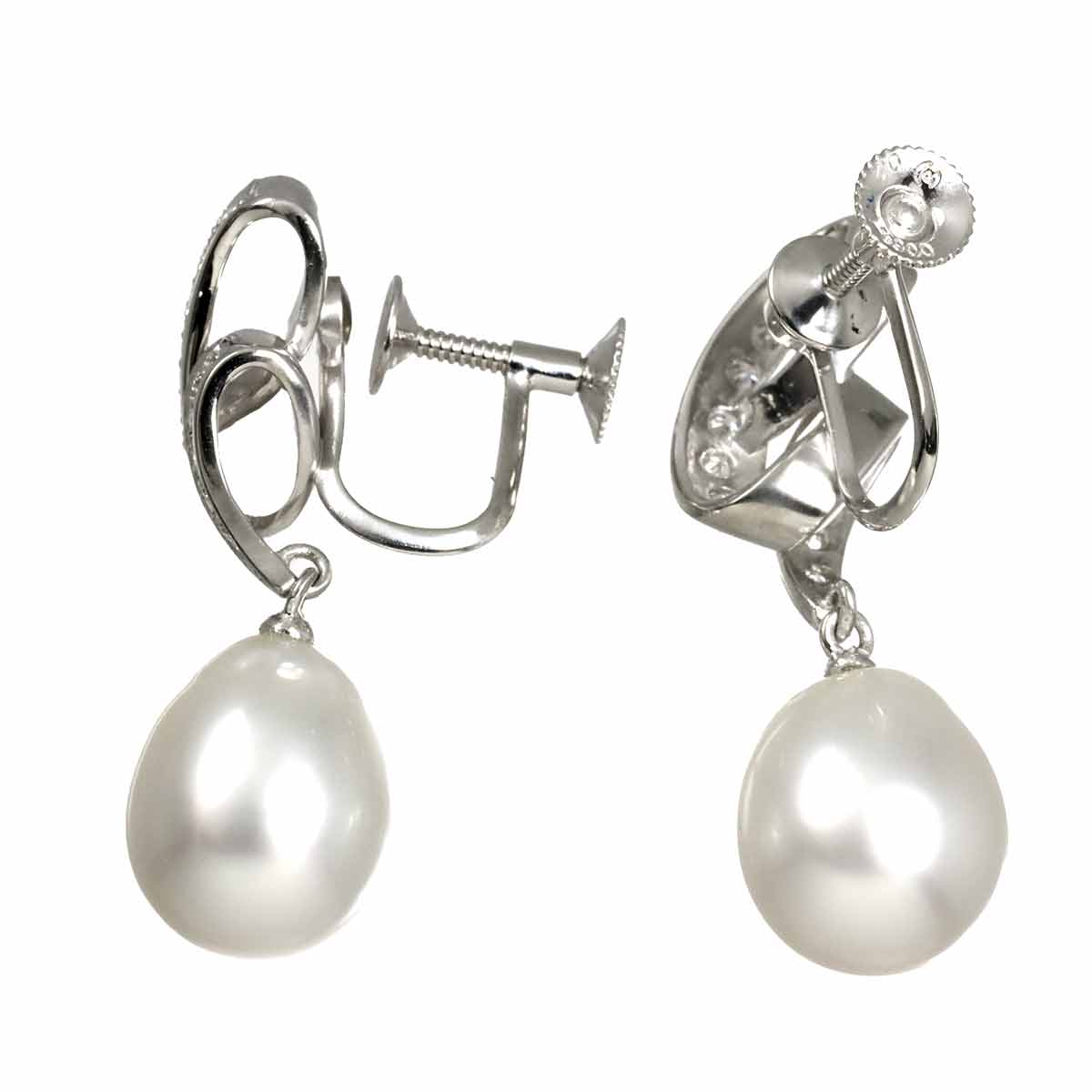 Freshwater pearl Diamond 0.20ct/0.20ct Earrings Pt