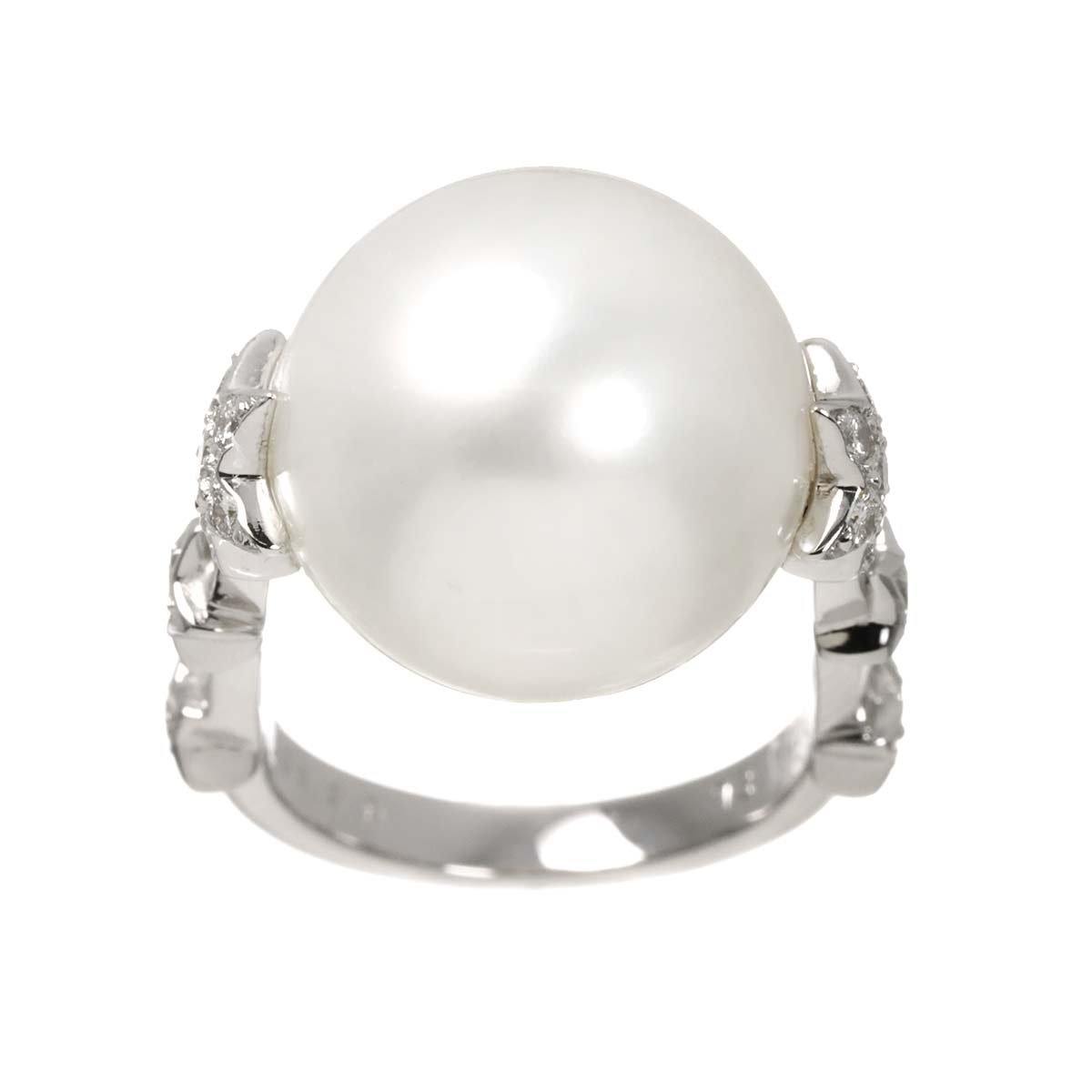 Diamond Ring 18K White Gold 750 size5.5-5.75(US)
