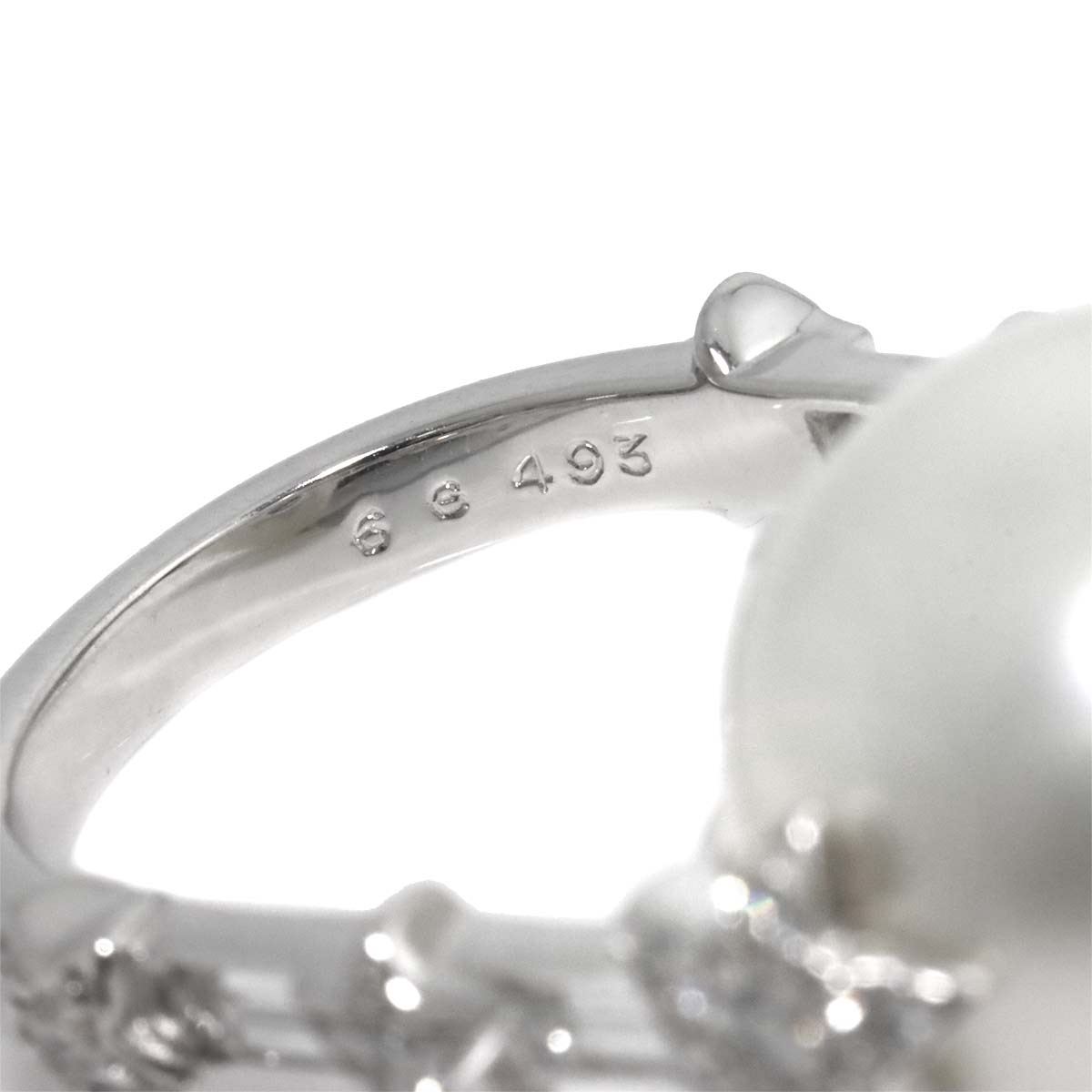 Diamond Ring 18K White Gold 750 size5.5-5.75(US)