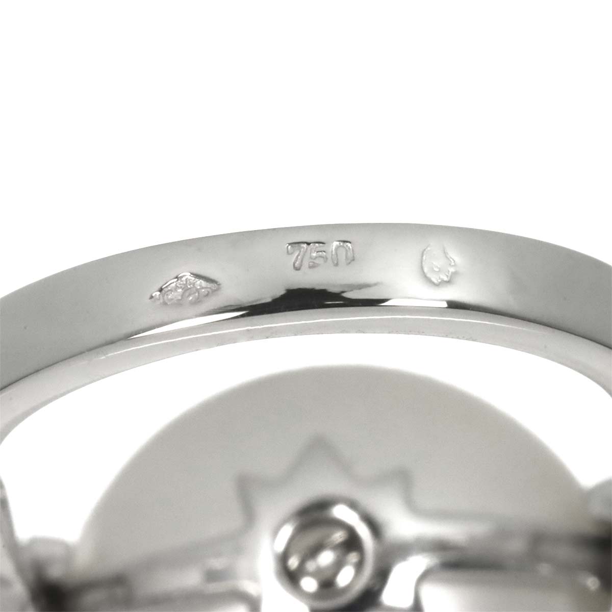 Diamond Ring 18K White Gold 750 size5.5-5.75(US)