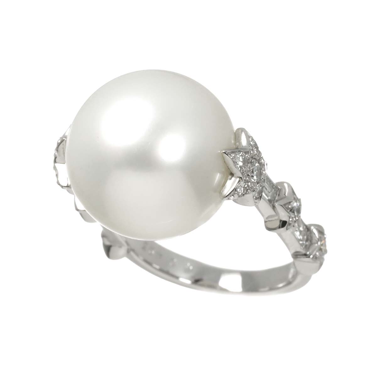 Diamond Ring 18K White Gold 750 size5.5-5.75(US)
