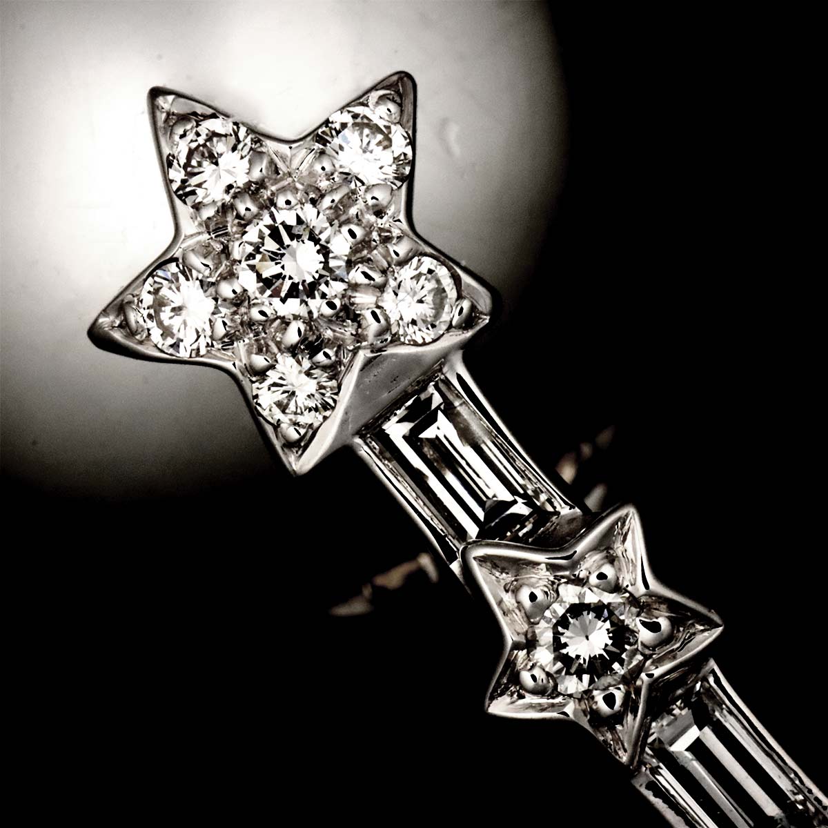 Diamond Ring 18K White Gold 750 size5.5-5.75(US)