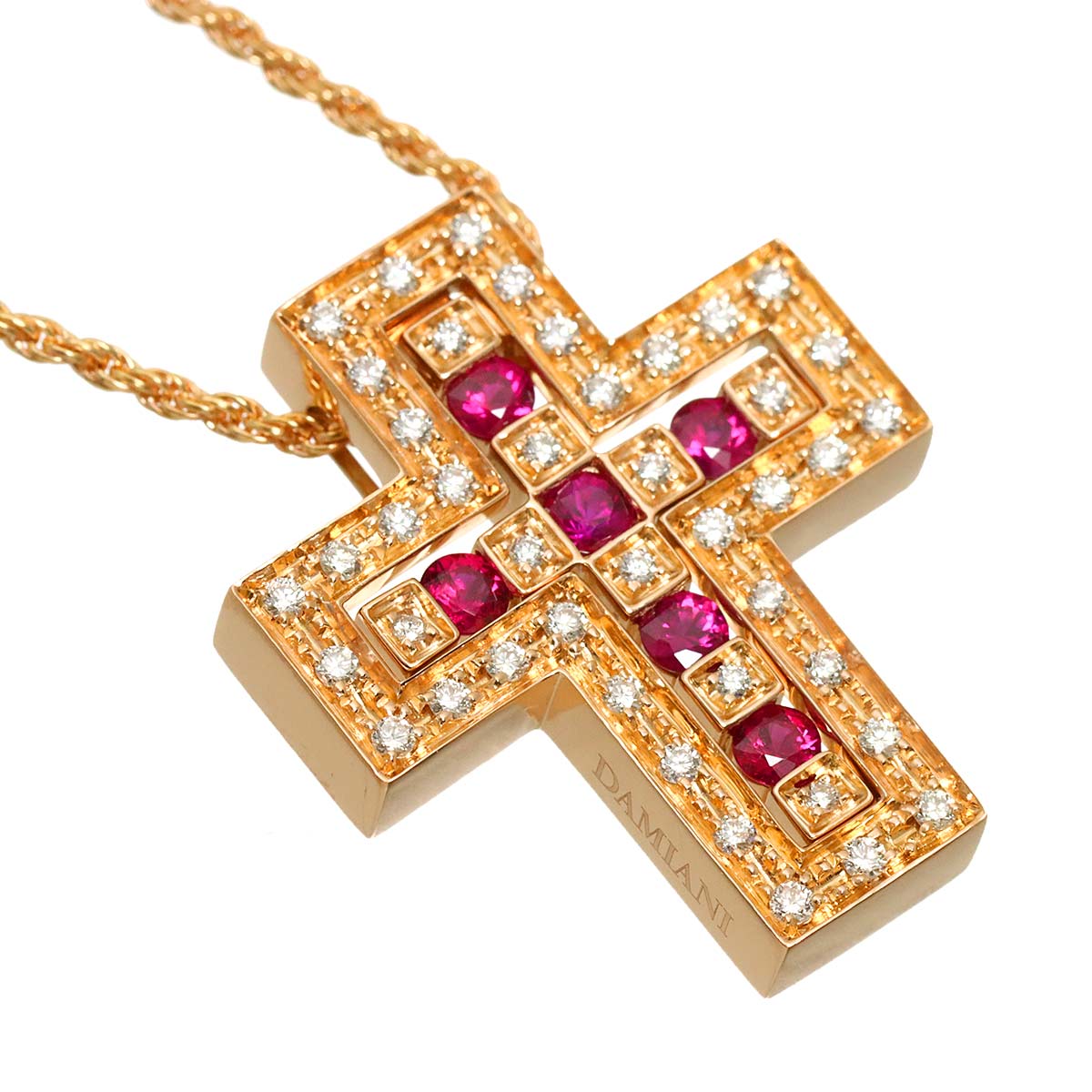 Belle Epoque S Ruby Diamond Cross Necklace 18K PG 750 90319461