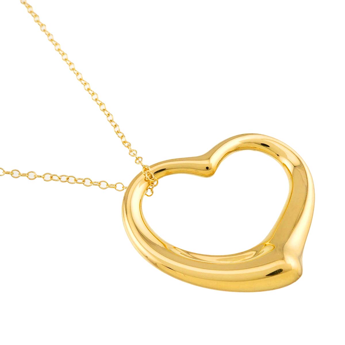 Open Heart Long Necklace 18K Yellow Gold 750