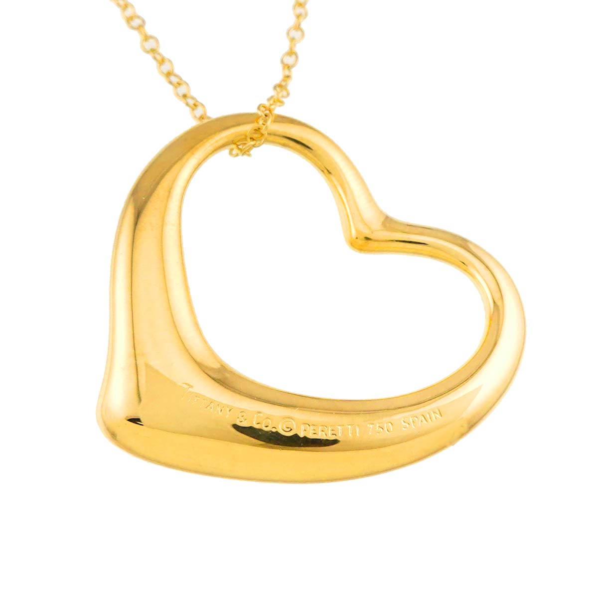 Open Heart Long Necklace 18K Yellow Gold 750