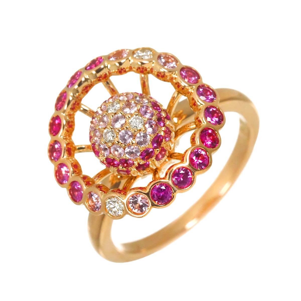 Sapphire Diamond Ring 18K PG 750 size50 5.25(US)