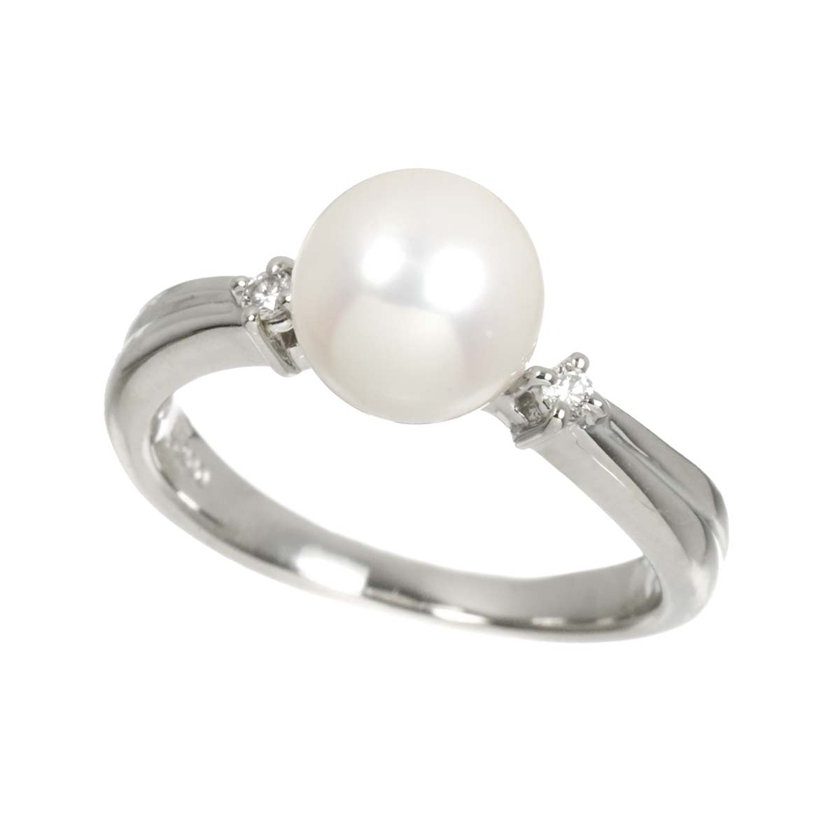 Akoya Pearl 7.6mm Diamond 0.03ct Ring Pt size5.25(US)