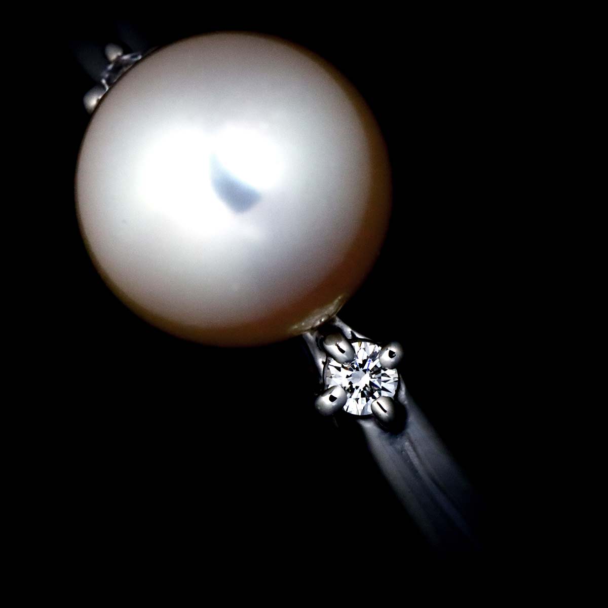Akoya Pearl 7.6mm Diamond 0.03ct Ring Pt size5.25(US)