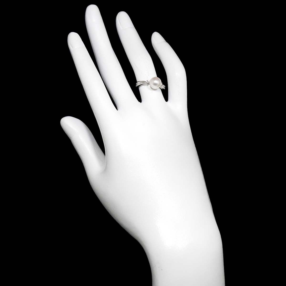 Akoya Pearl 7.6mm Diamond 0.03ct Ring Pt size5.25(US)