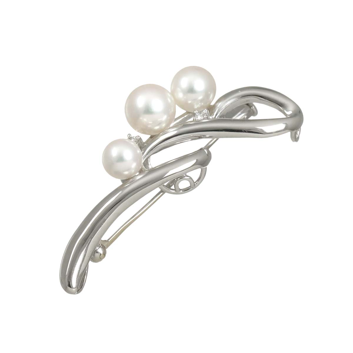 Akoya Pearl 7.9-6.1mm Diamond 0.07ct Brooch Pt Platinum