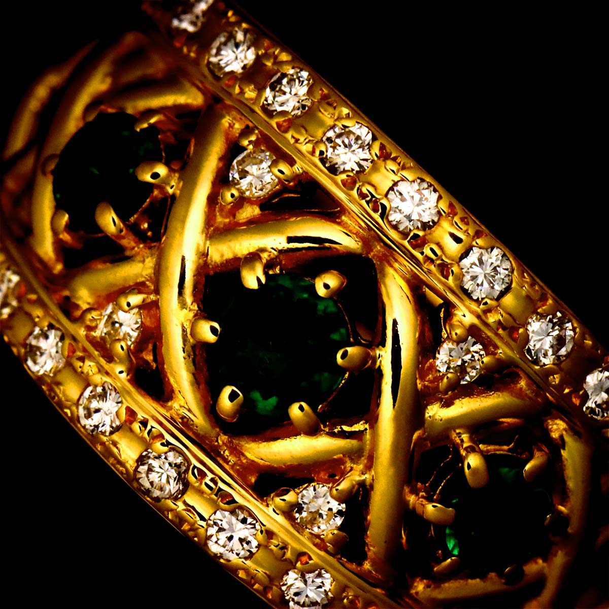 Emerald 0.38ct Diamond 0.25ct Ring 18K YG 750 Size5.5-5.75(US)