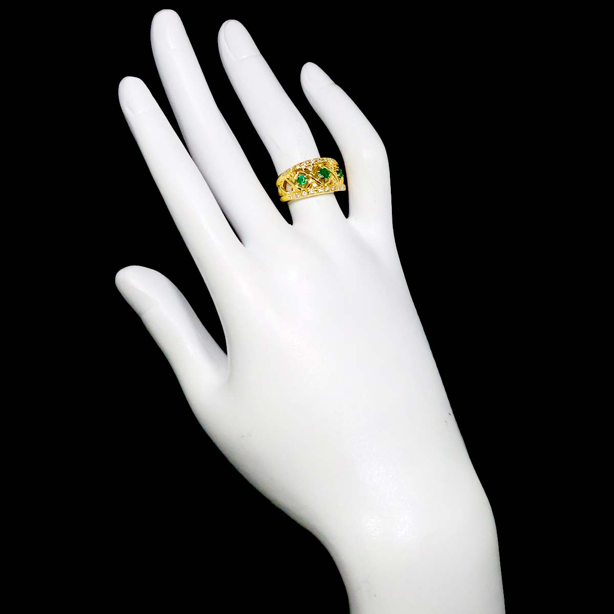 Emerald 0.38ct Diamond 0.25ct Ring 18K YG 750 Size5.5-5.75(US)