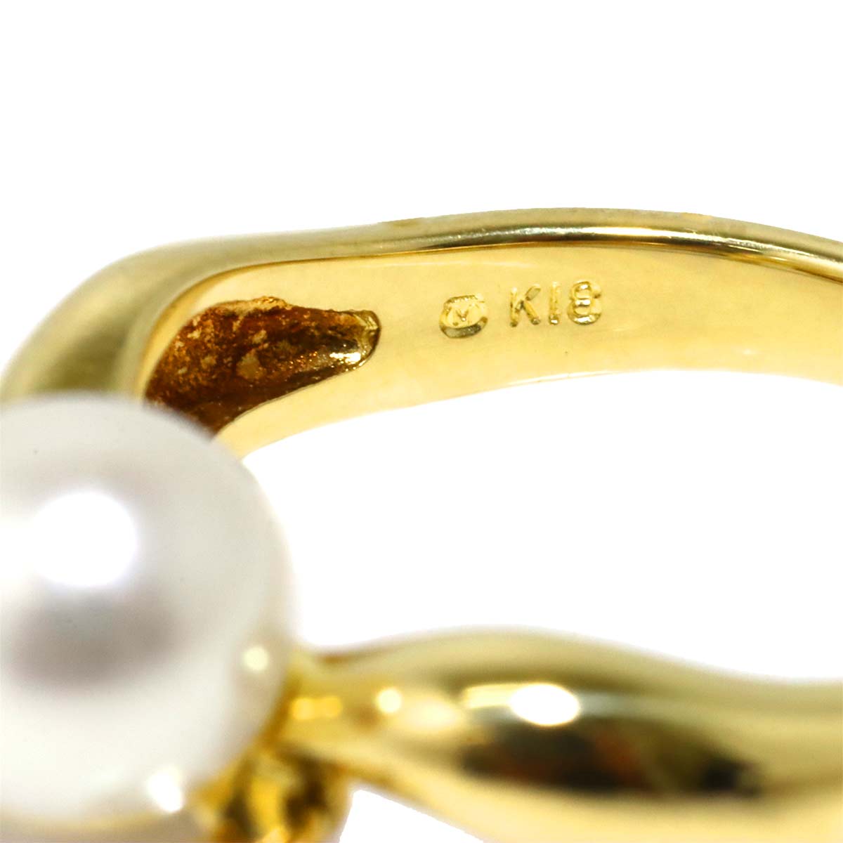 Akoya Pearl 7.1mm Diamond Ring 18K YG 750 Size5.25(US)
