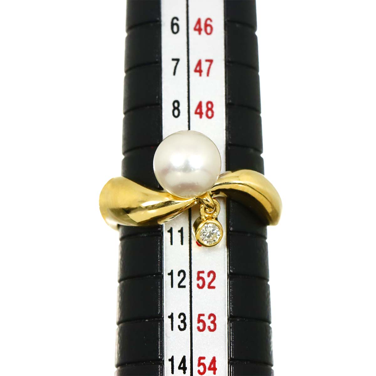 Akoya Pearl 7.1mm Diamond Ring 18K YG 750 Size5.25(US)