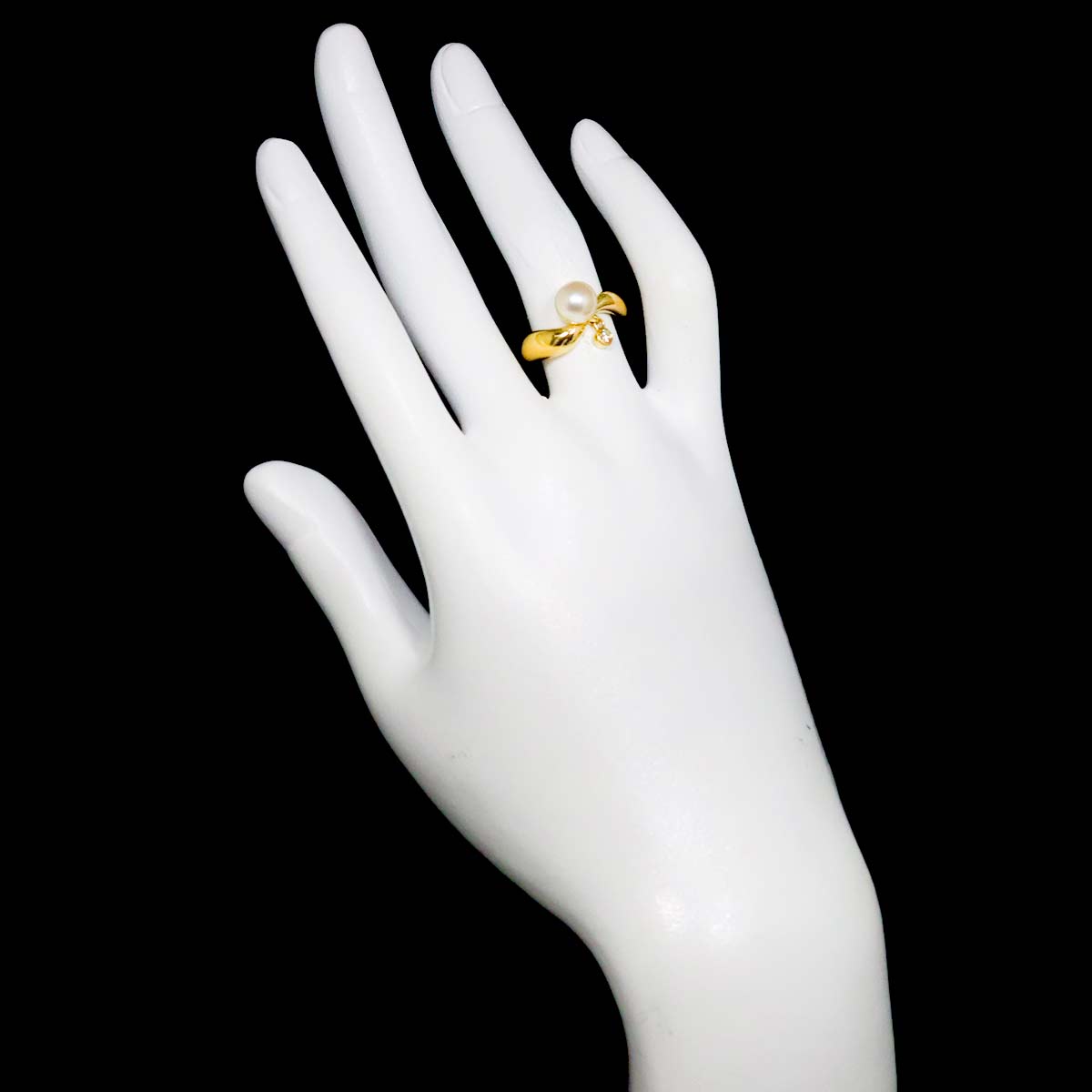 Akoya Pearl 7.1mm Diamond Ring 18K YG 750 Size5.25(US)