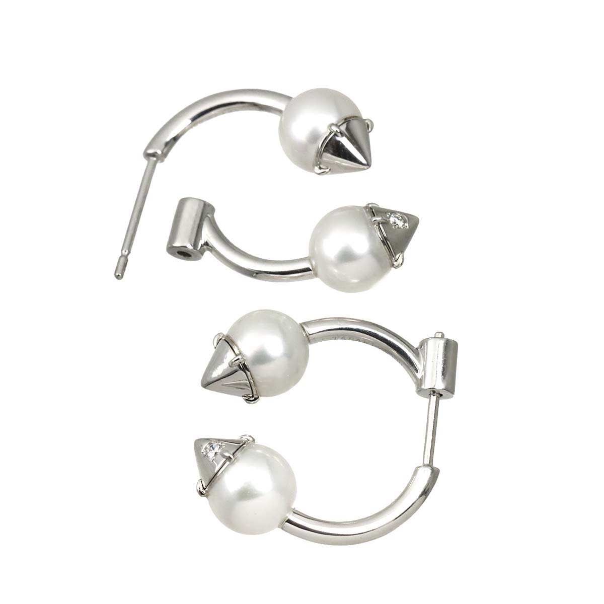 Akoya Pearl Diamond 0.01ctx4 Earrings Pierced 18K WG 750