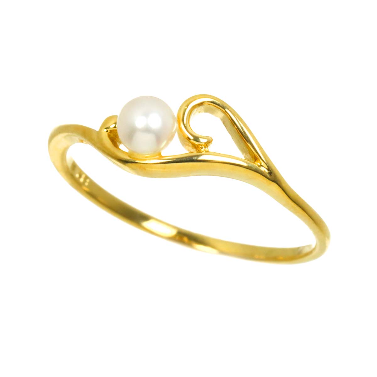 Baby Pearl 3.6mm Diamond Ring 18K YG 750 size5.25-5.5(US)