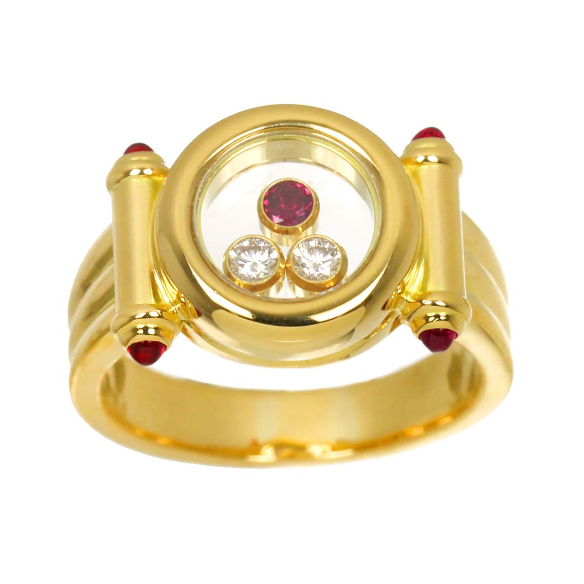 Happy Diamond Ruby Ring 18K YG 750 Size5.75-6(US)