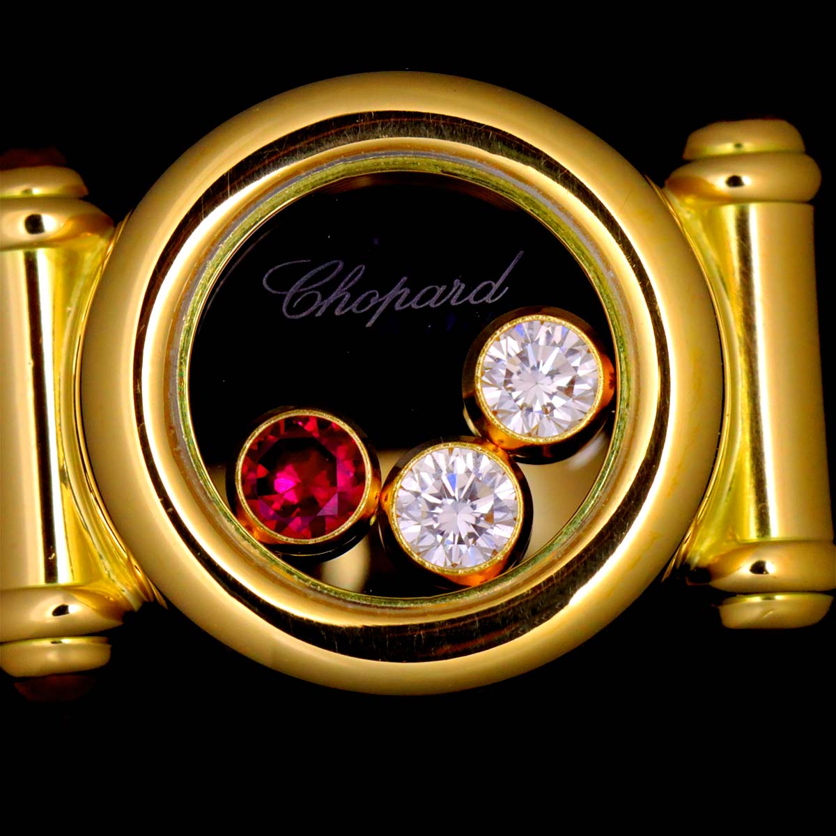 Happy Diamond Ruby Ring 18K YG 750 Size5.75-6(US)