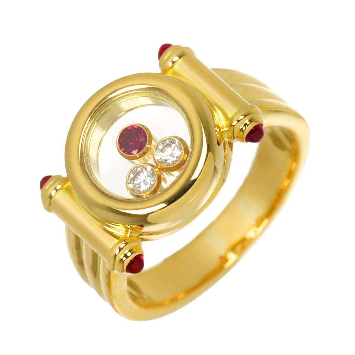 Happy Diamond Ruby Ring 18K YG 750 Size5.75-6(US)