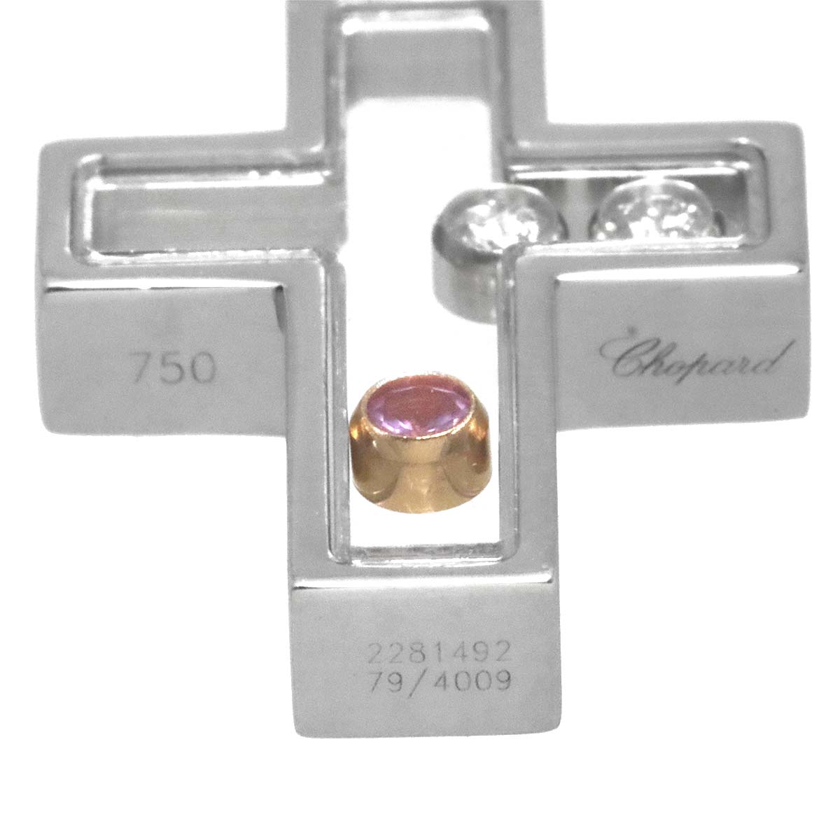Happy Diamond cross Sapphire Pendant Top 18K WG PG 750