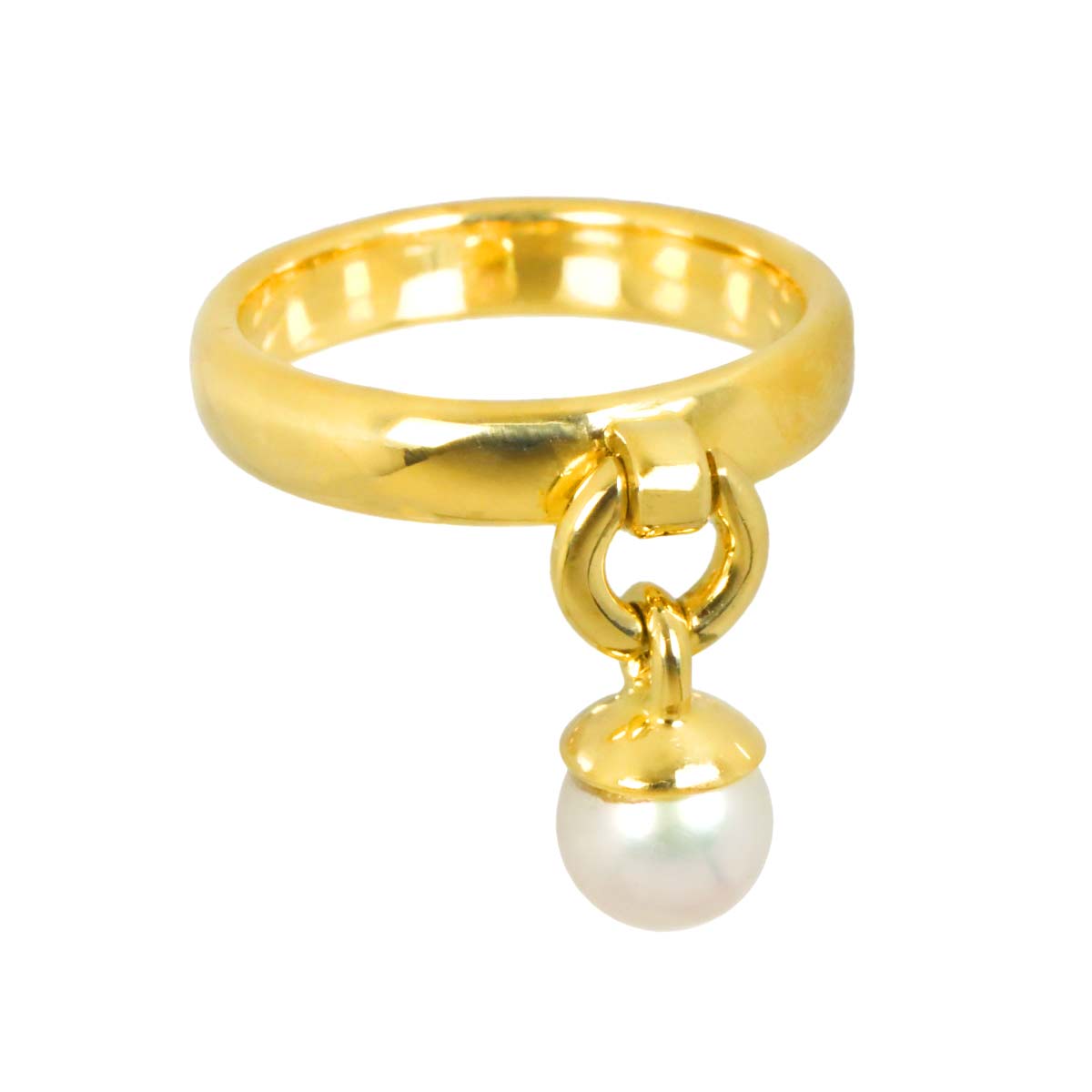 Door knock Akoya Pearl Ring 18K YG 750 Size6.25-6.5(US)