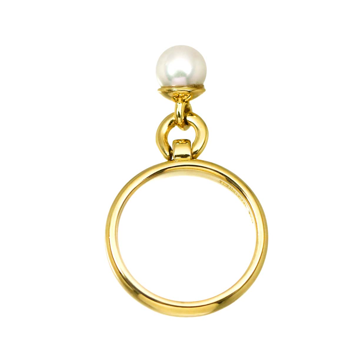 Door knock Akoya Pearl Ring 18K YG 750 Size6.25-6.5(US)