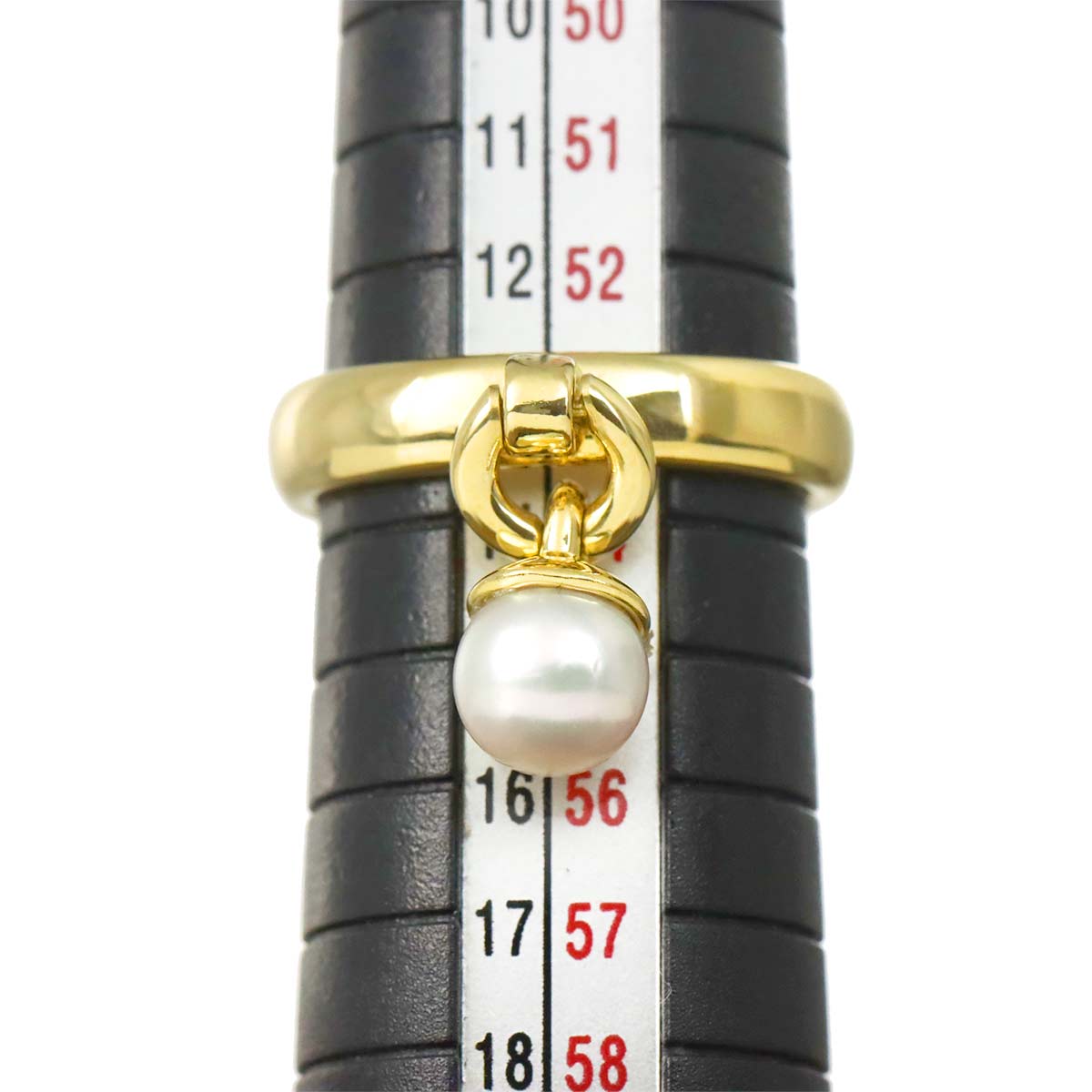 Door knock Akoya Pearl Ring 18K YG 750 Size6.25-6.5(US)