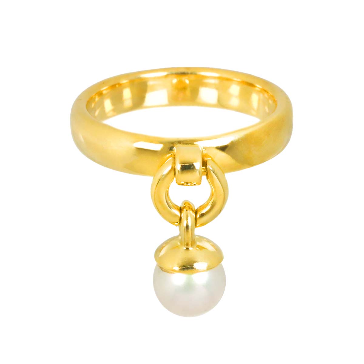 Door knock Akoya Pearl Ring 18K YG 750 Size6.25-6.5(US)