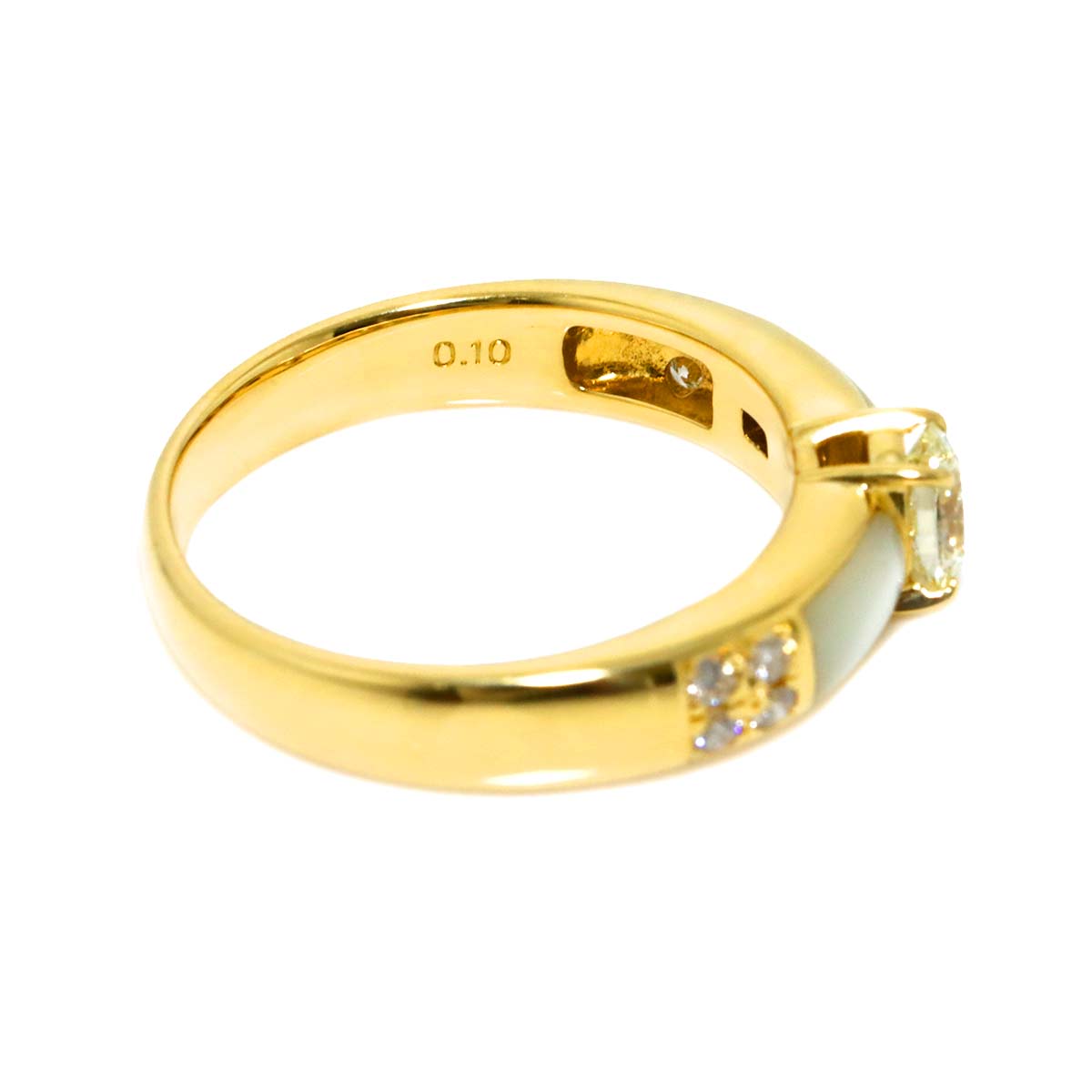 MOP Diamond 0.33/0.10ct Ring 18K YG size6.25-6.5(US)