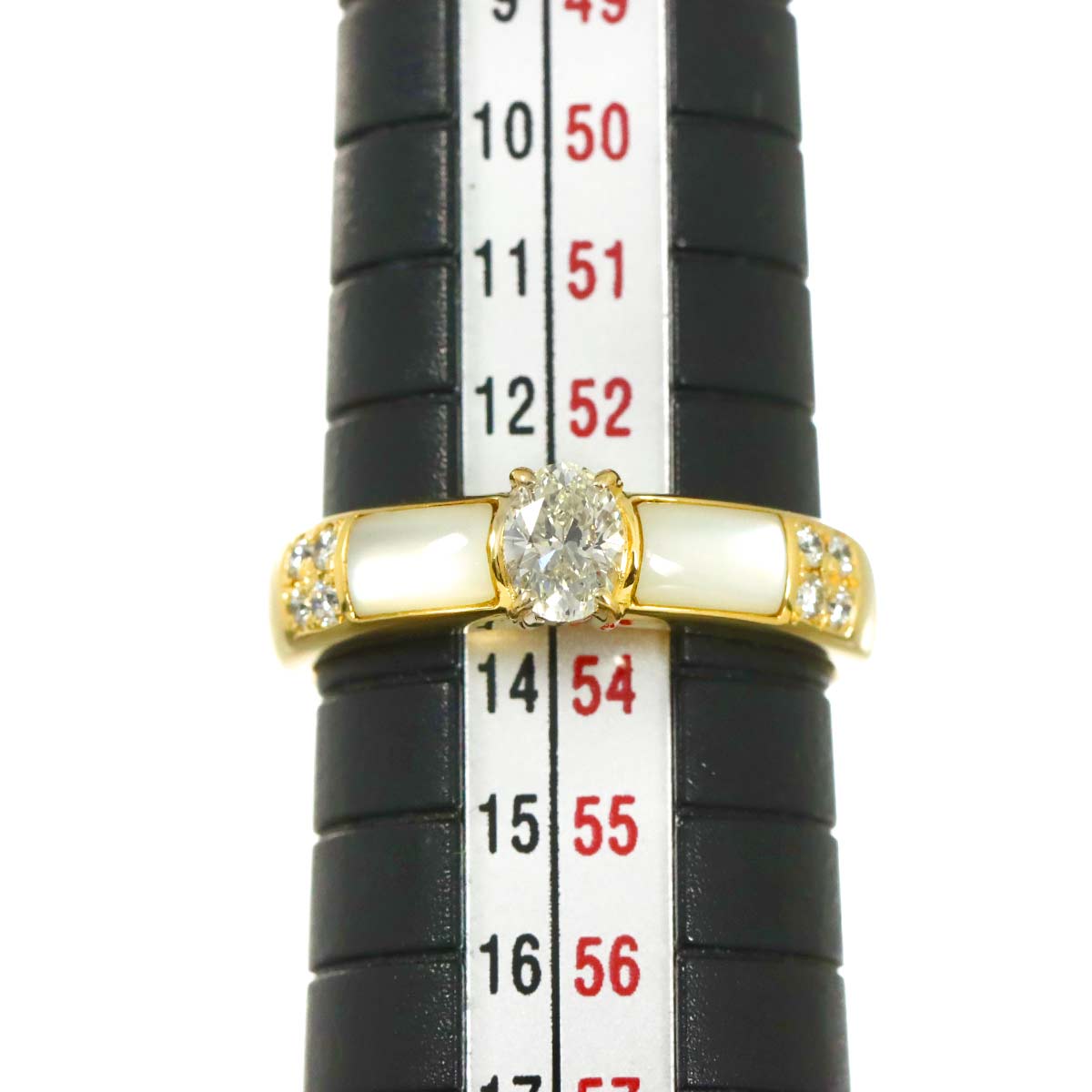 MOP Diamond 0.33/0.10ct Ring 18K YG size6.25-6.5(US)
