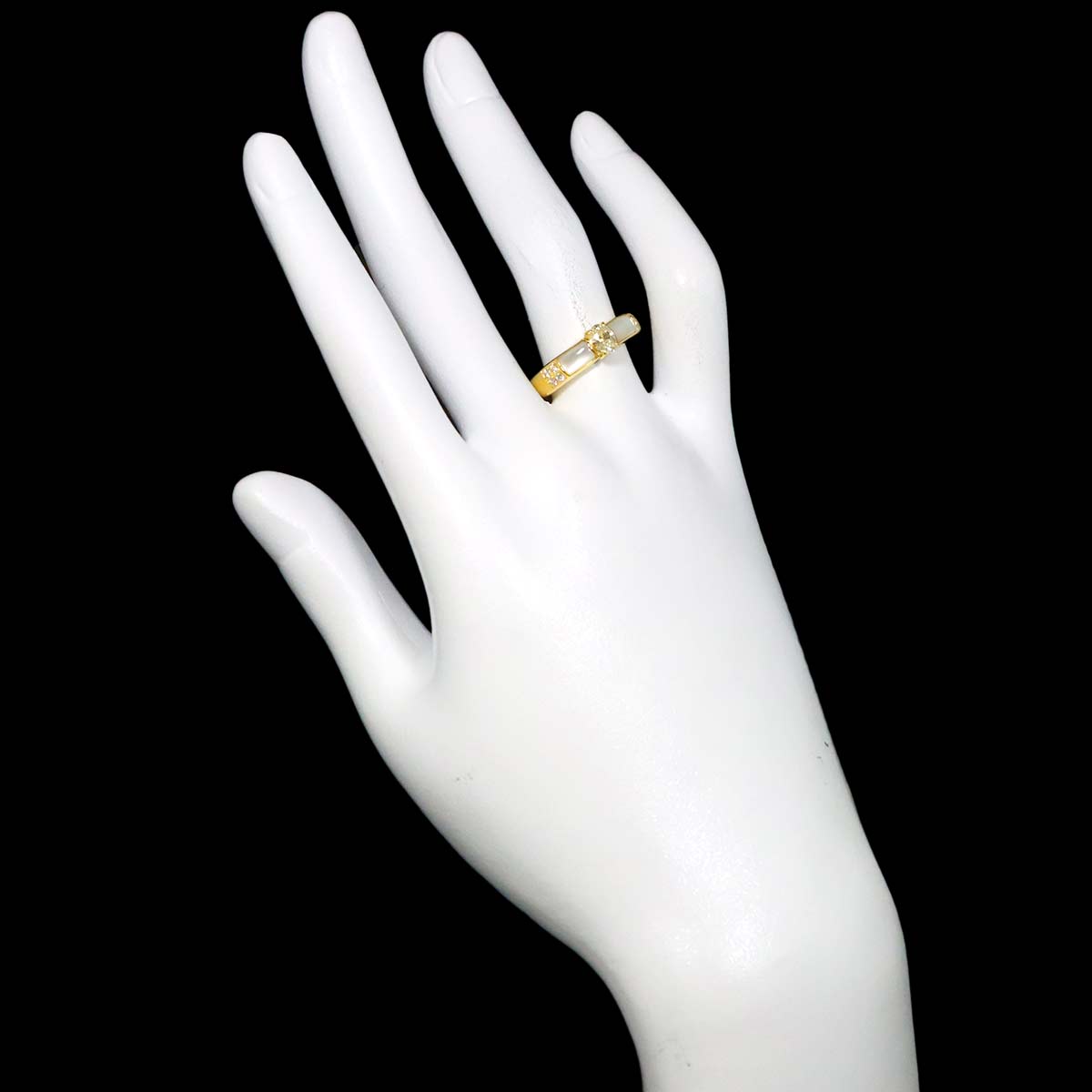 MOP Diamond 0.33/0.10ct Ring 18K YG size6.25-6.5(US)