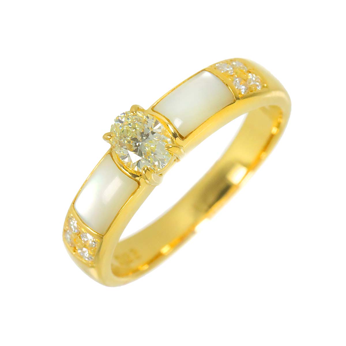 MOP Diamond 0.33/0.10ct Ring 18K YG size6.25-6.5(US)