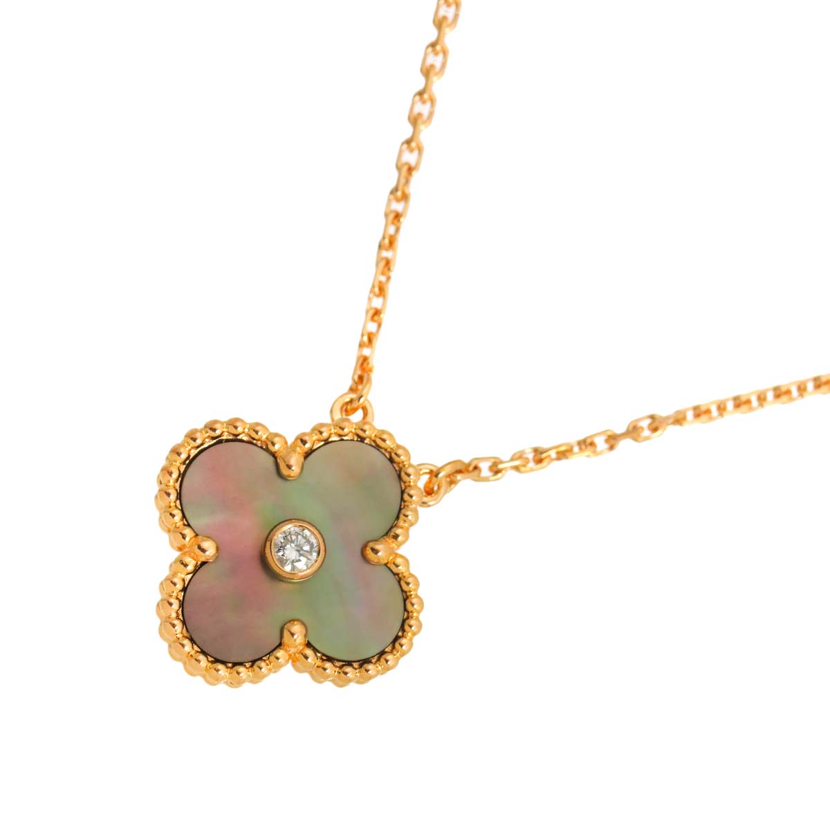 Vintage Alhambra  MOP Diamond Necklace 18K PG 750