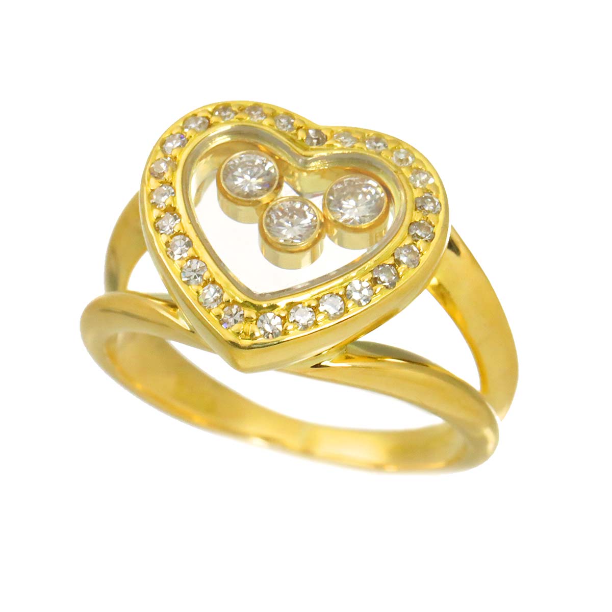 Happy Diamond Ring 18K YG 750 Size4(US)