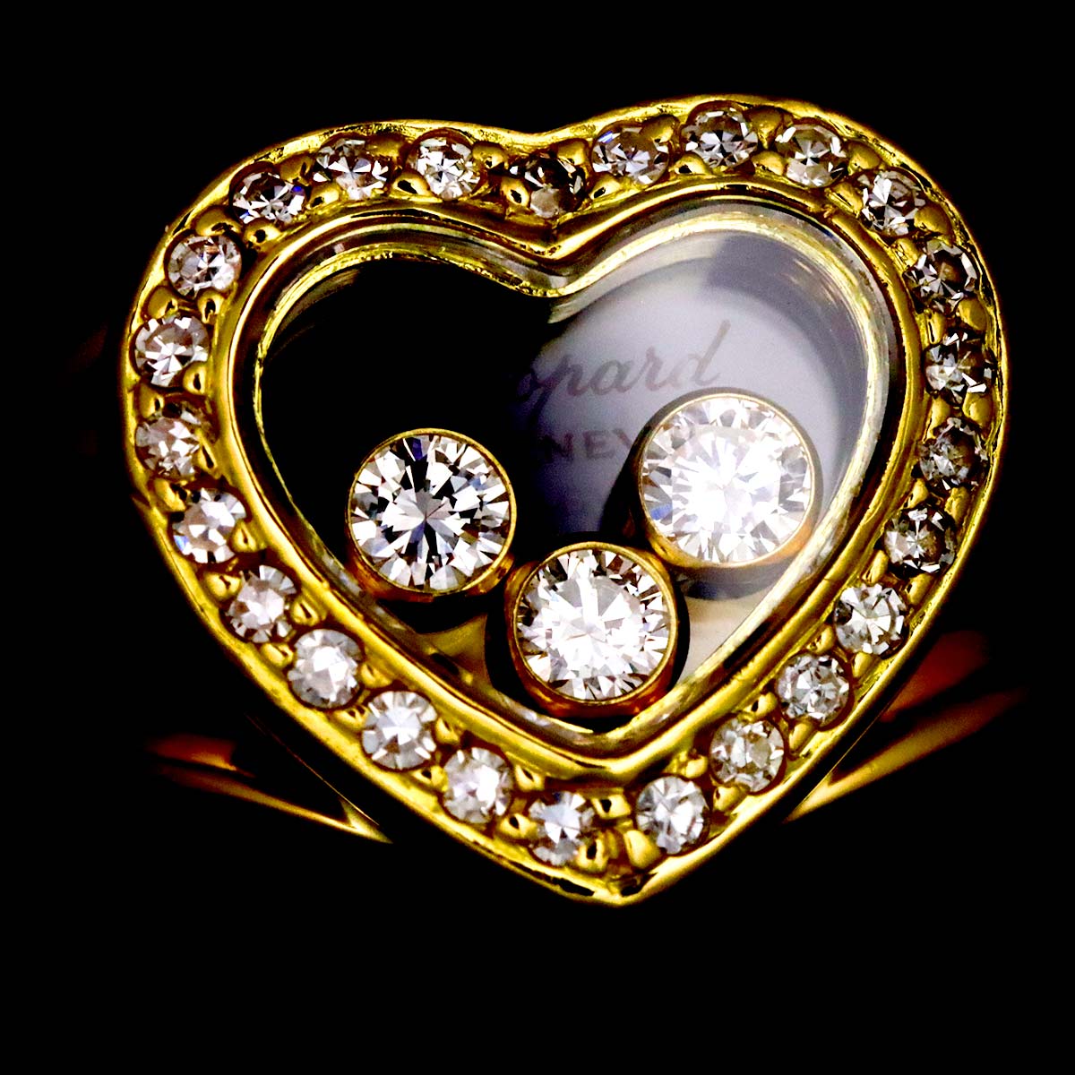 Happy Diamond Ring 18K YG 750 Size4(US)