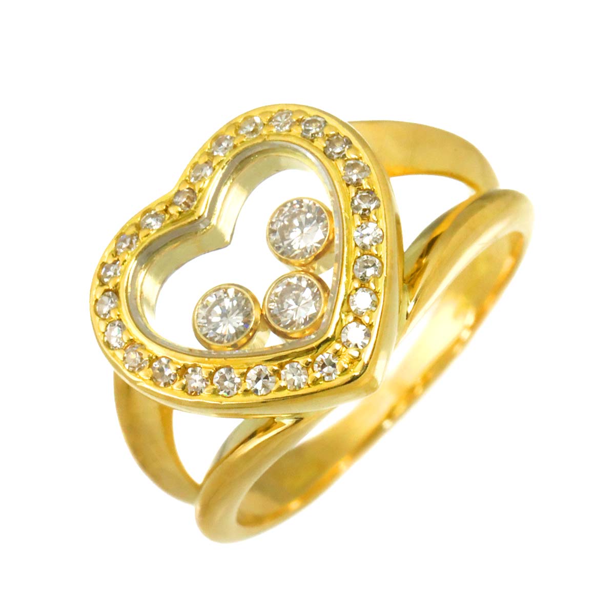 Happy Diamond Ring 18K YG 750 Size4(US)