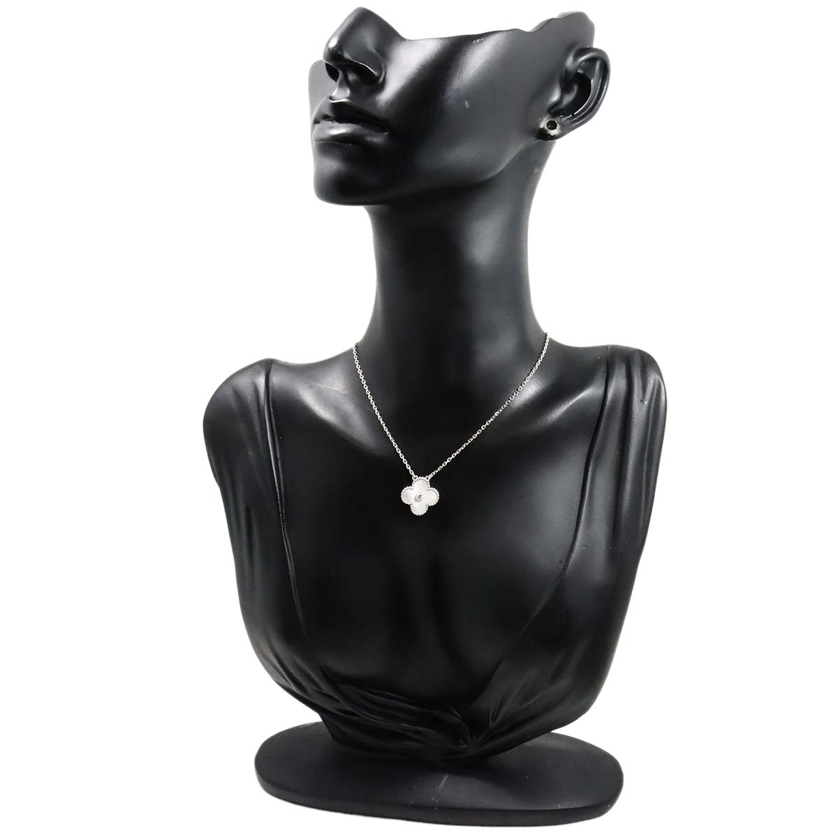 Vintage Alhambra MOP Diamond Necklace 18K WG 750