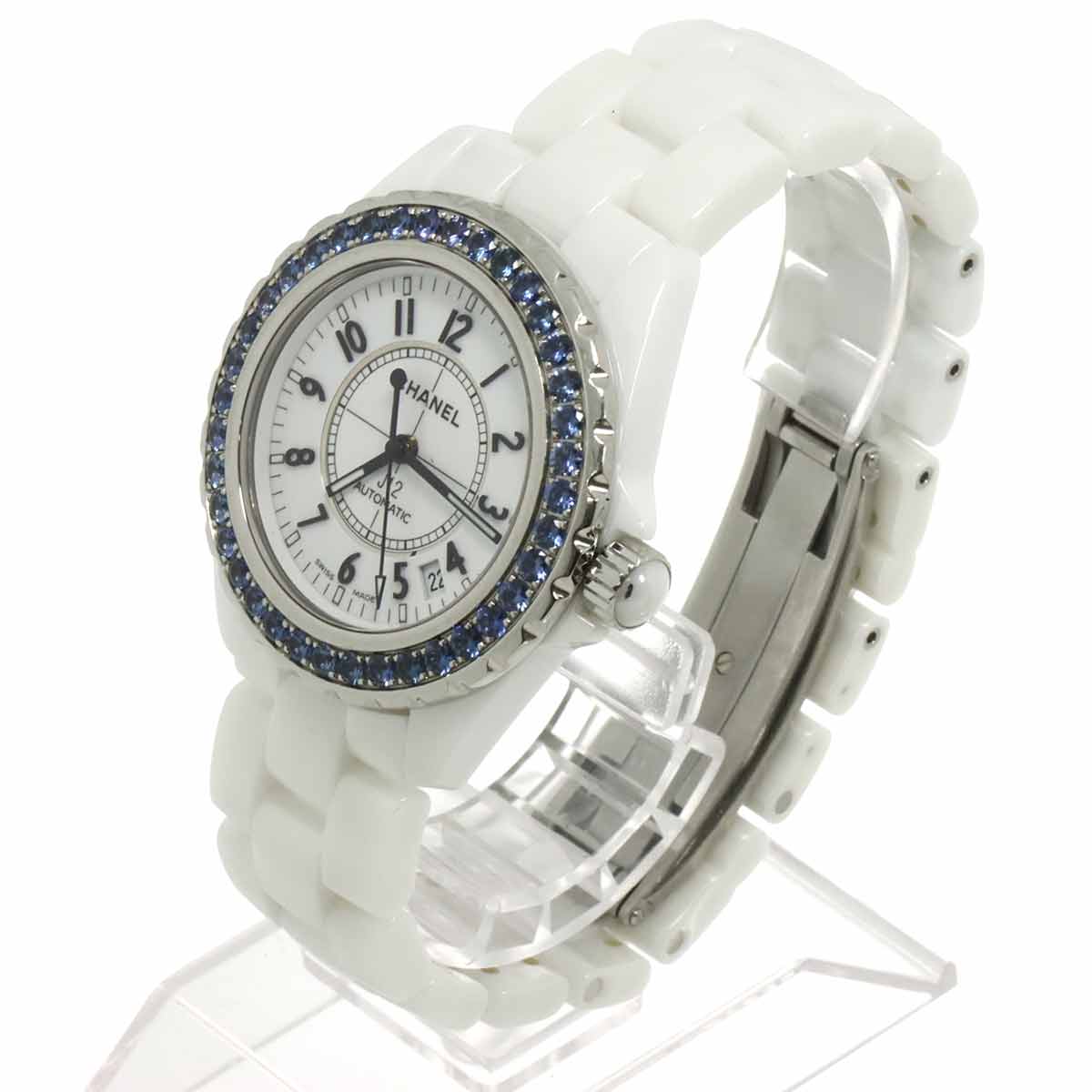 J12 H1180 Blue Sapphire Bezel Automatic White Dial Mens Watch