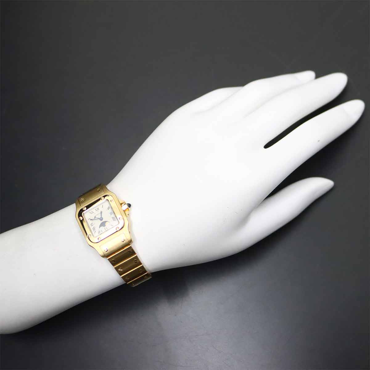Santos Galbee Moon phase W20006C5 750 YG Silver Dial Ladies