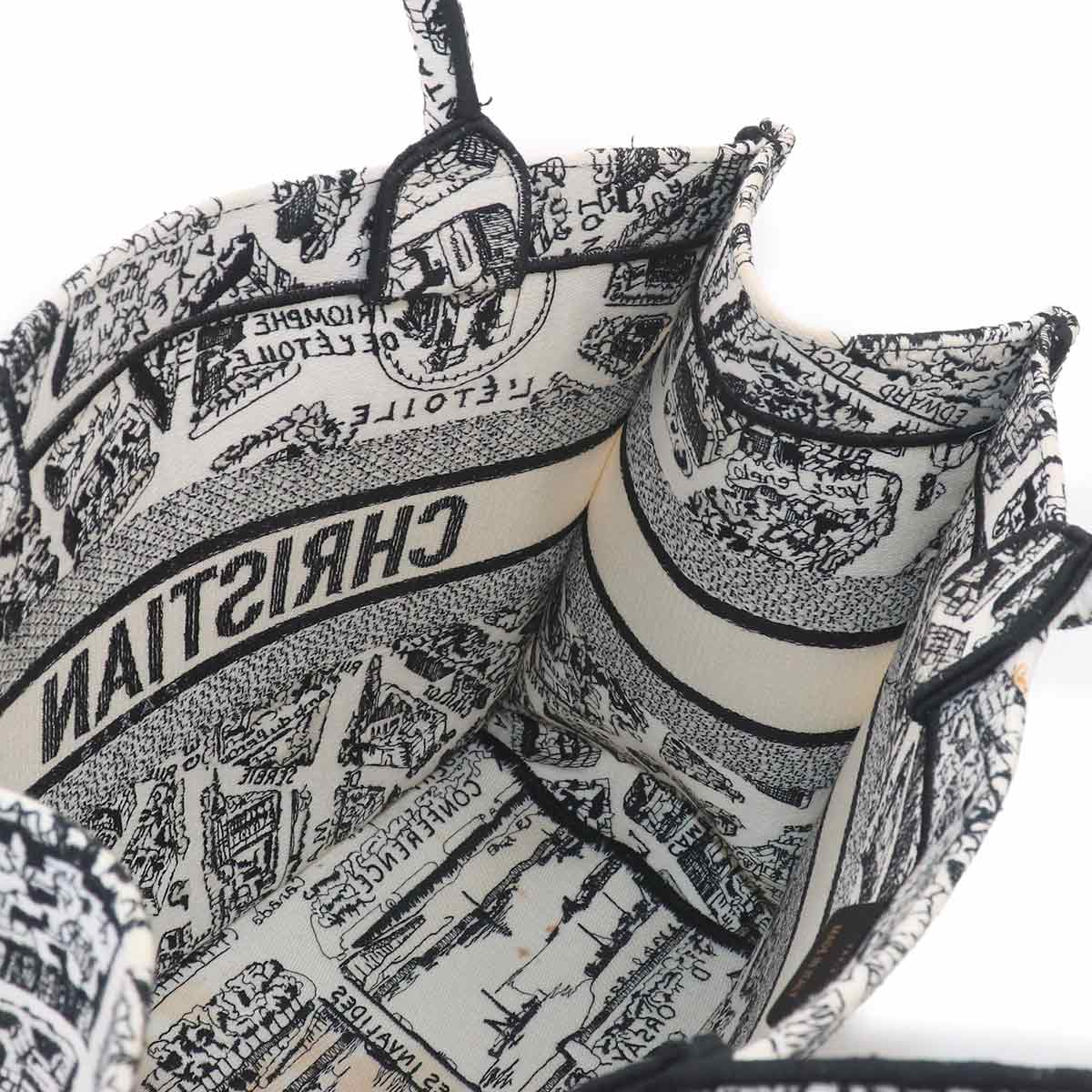 Plan de Paris Book Tote Bag Medium Canvas White Black