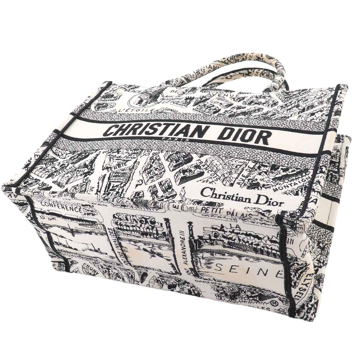 Plan de Paris Book Tote Bag Medium Canvas White Black