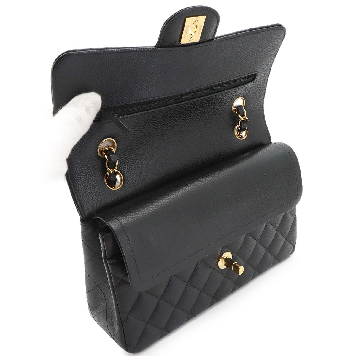 Matelasse 23 Chain Shoulder Bag Leather Black A01113