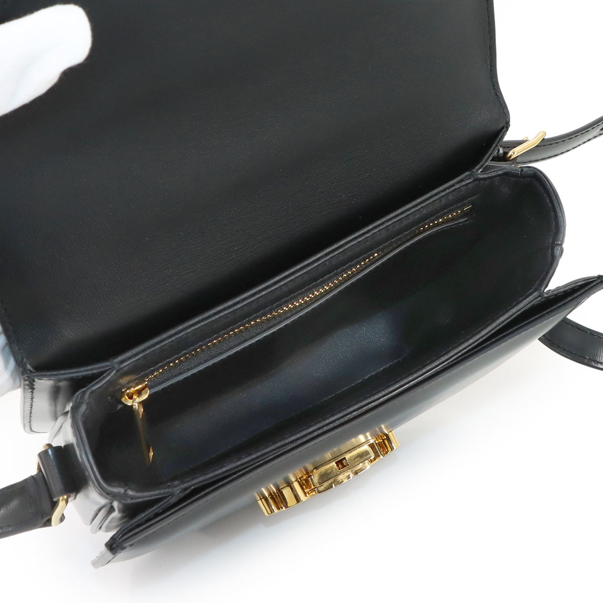 CELINE Triomphe Teen Besace Shoulder Bag Leather Black 110413BF4