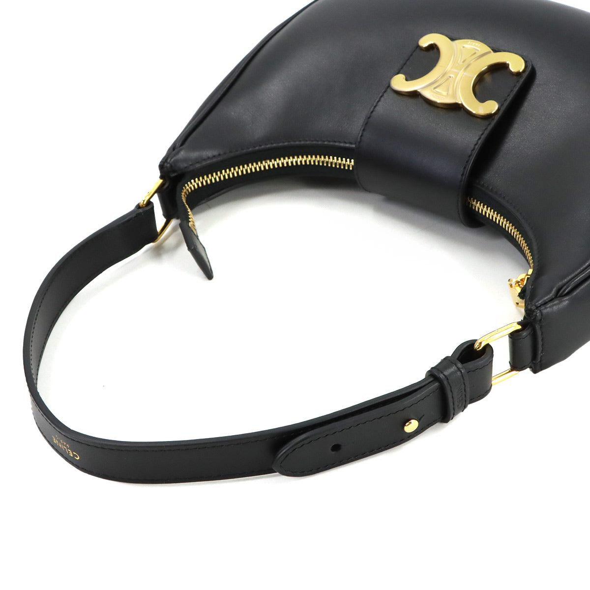 Triomphe Medium Ava Shoulder Bag Leather Black 114493DGQ